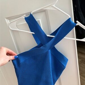 Aritzia Blue Ribbed Crop Top